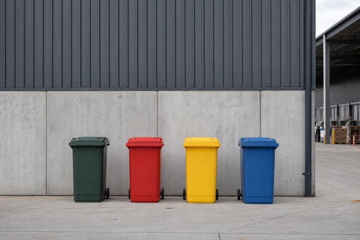 Separated waste streams lined up during a site audit