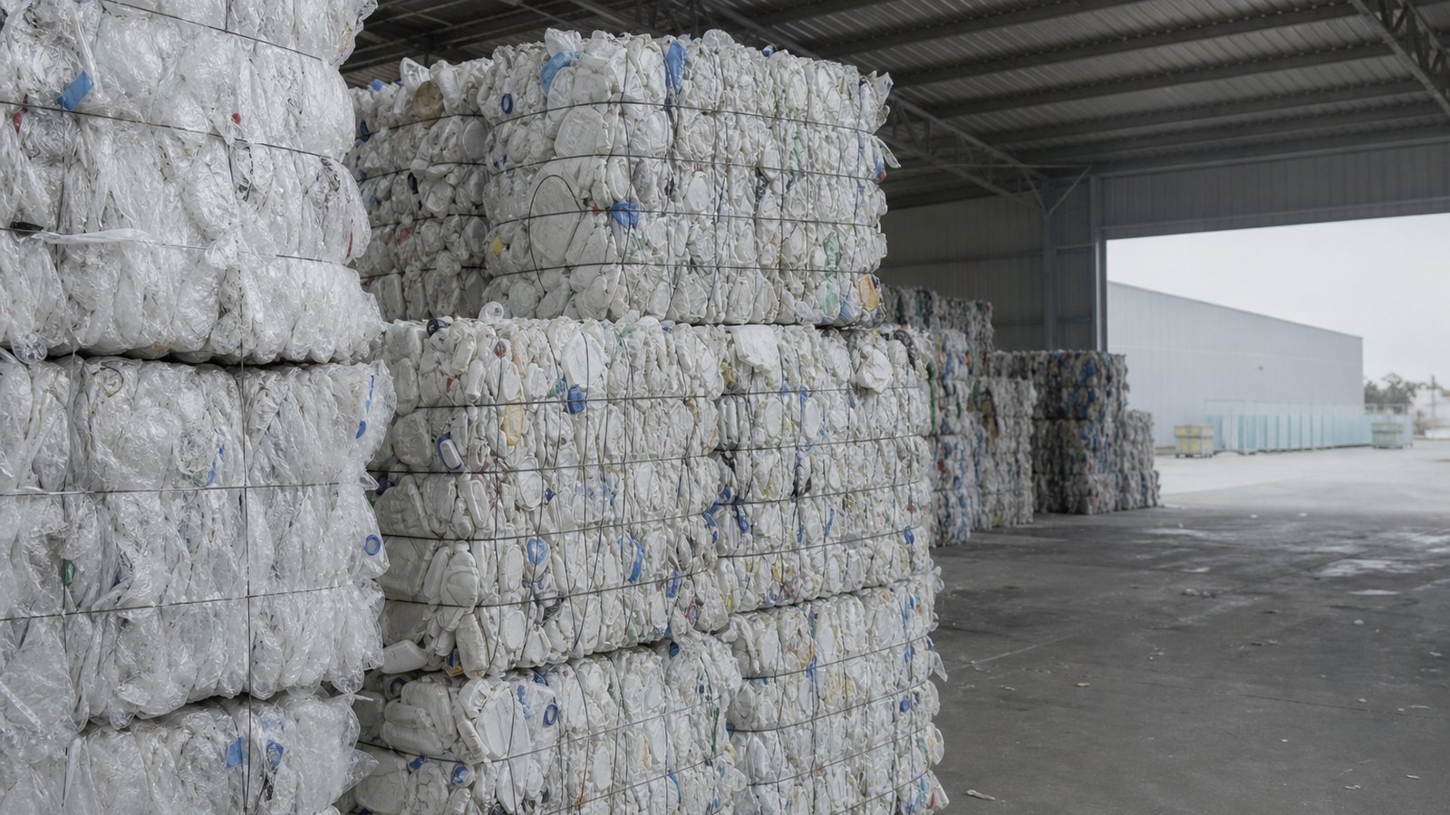 Baled clear plastic film ready for reprocessing