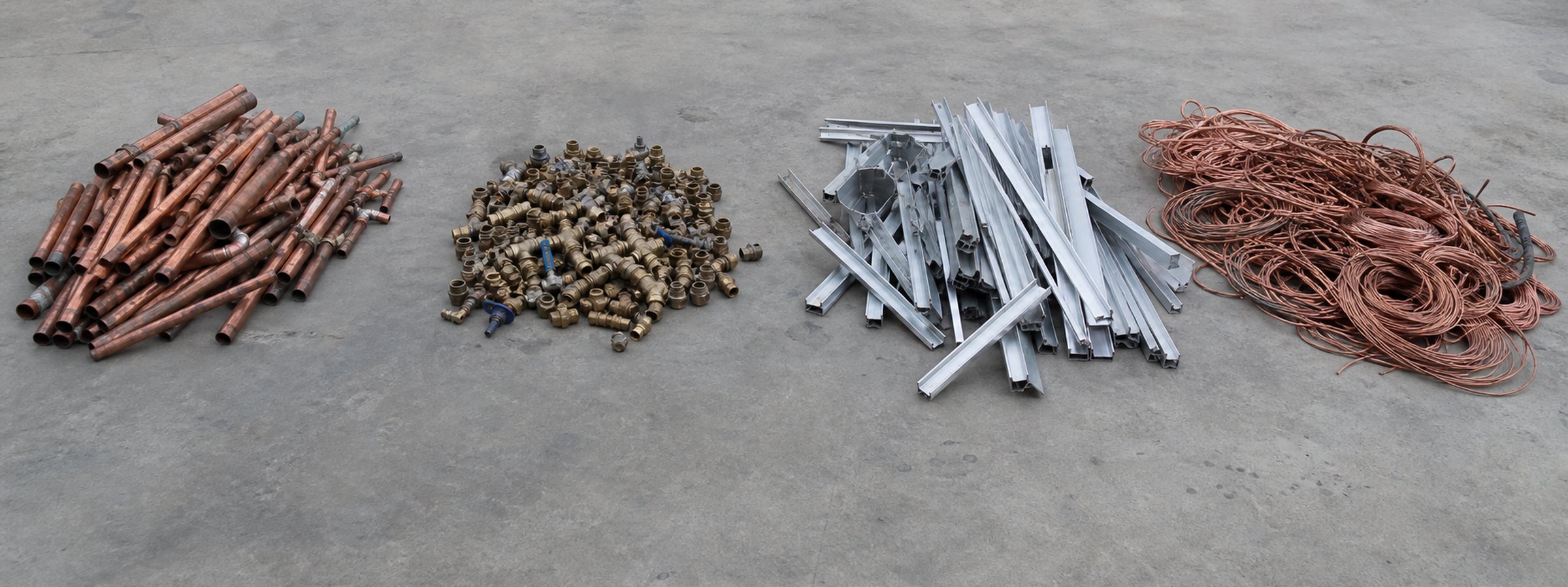 Sorted non-ferrous metals prepared for weighing